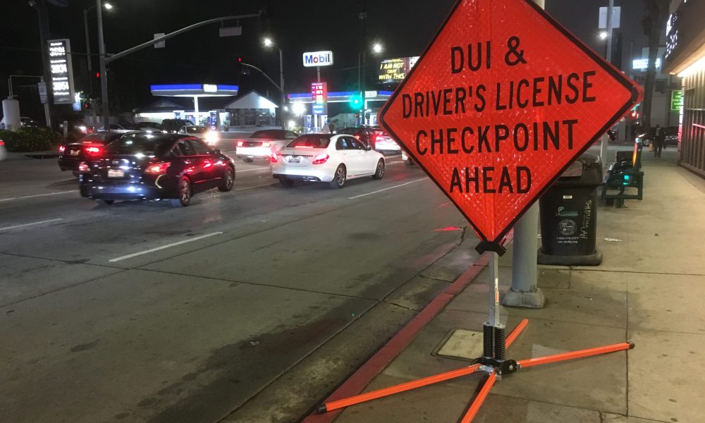Los Angeles, CA / USA - February 21, 2020: DUI Checkpoint on Sunset Blvd